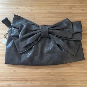Gray Clutch with Bow
